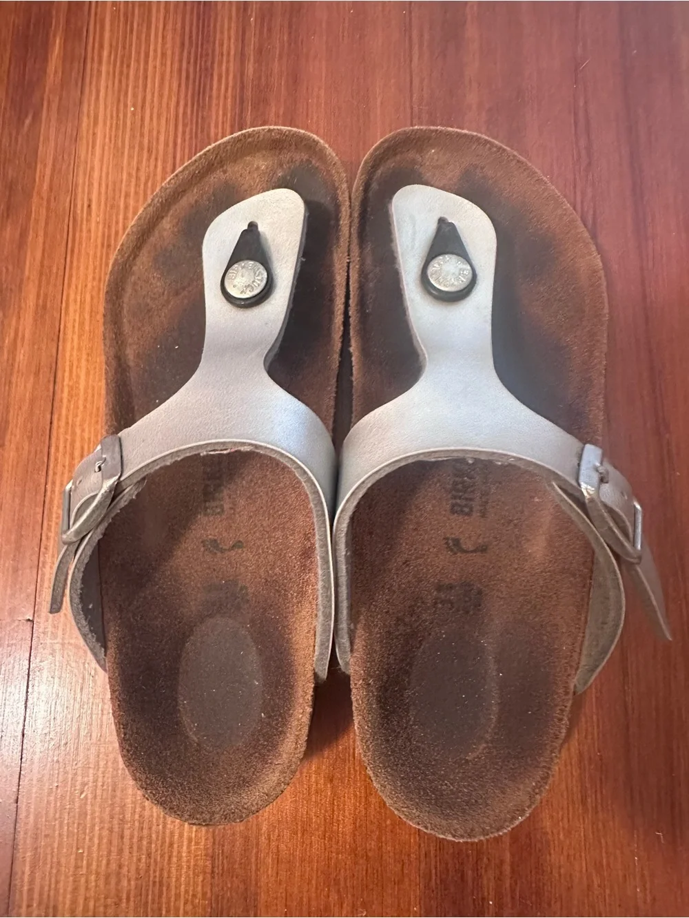 Birkenstock gizeh Silver Metallic Kids' Toe-Post Sandals kid size EU 31